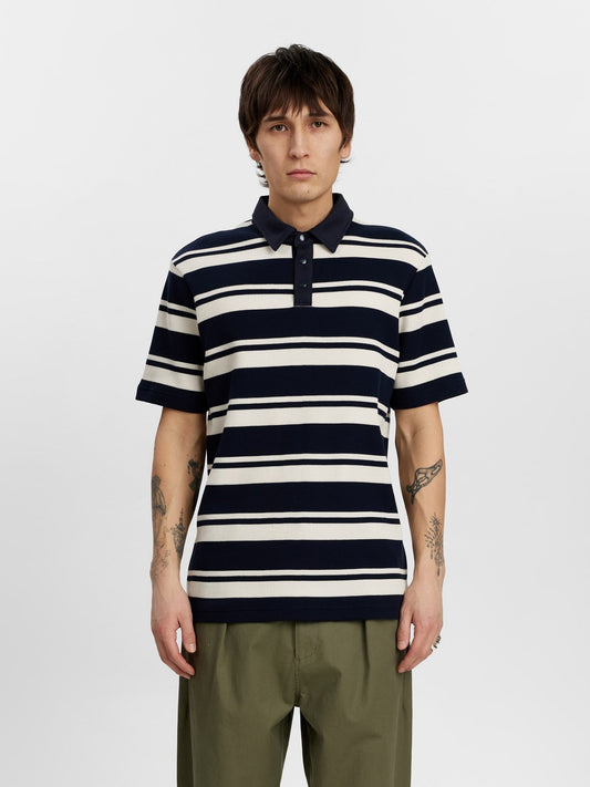 Akkikki waffle stripe polo tee