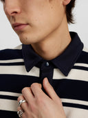 Akkikki waffle stripe polo tee