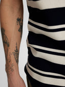 Akkikki waffle stripe polo tee