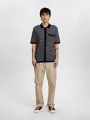 Aksvend S/S knit structure cardigan